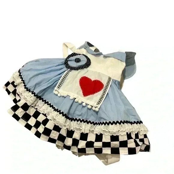 Alice in Wonderland Girls Dress, Alice in Wonderland Birthday Outfit,Alice Dress - Picture 7 of 13